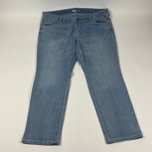 Old Navy Power Slim Straight Womens Jeans Size 20 Blue Stretch Light Wash - Picture 1 of 9